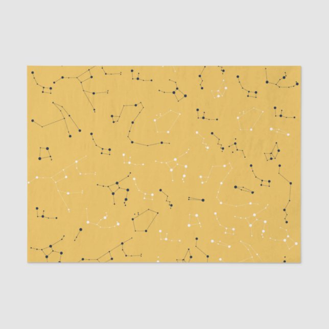 Papel De Seda Yellow Star Constellation Tissue Paper (Frente )