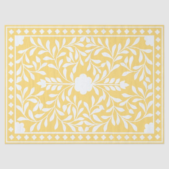 Papel De Seda Yellow Traditional Bone Inlay Decoupage Paper (Frente )