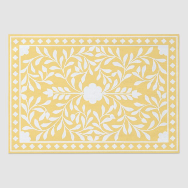 Papel De Seda Yellow Traditional Bone Inlay Decoupage Paper (Frente )