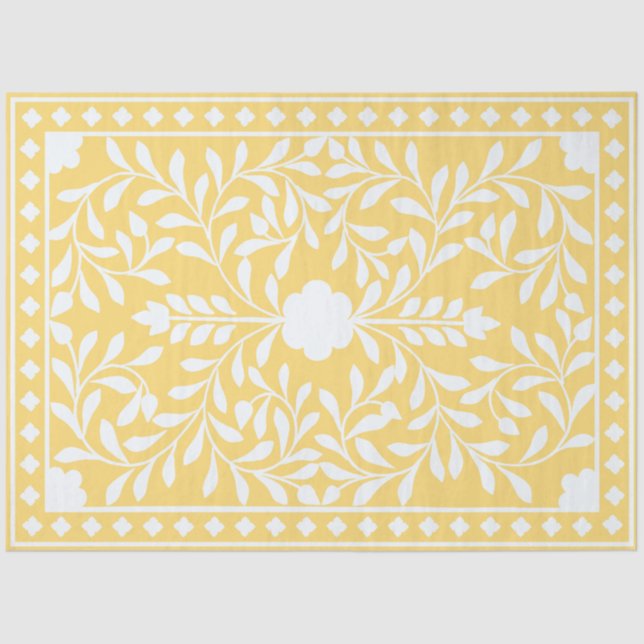 Papel De Seda Yellow Traditional Bone Inlay Decoupage Paper (Frente )