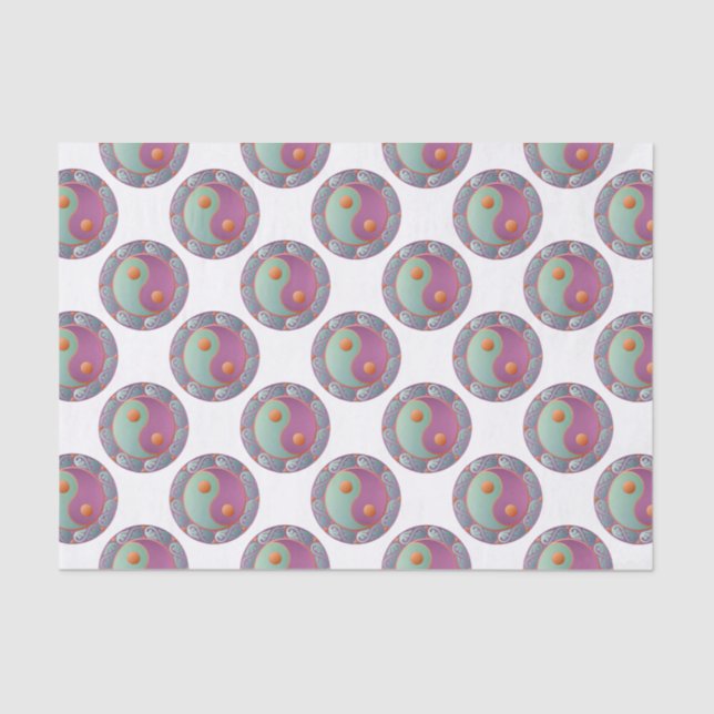 Papel De Seda Yin Yang Medallion Violet Turquoise (Frente )