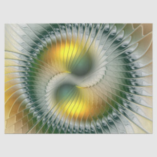 Papel De Seda Yin Yang Verde Amarelo Abstrato Colorido Fractal