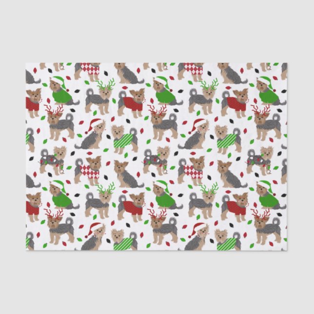 Papel De Seda Yorkie Christmas Yorkshire Terrier Dog (Frente )