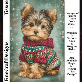 Papel De Seda Yorkie Dog Em Decoupage Do Sweater De Natal DS2R