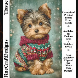 Papel De Seda Yorkie Dog Em Decoupage DS2L, Sueco De Natal