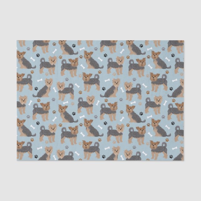 Papel De Seda Yorkshire Terrier Paws e Bones Yorkie Dog (Frente )