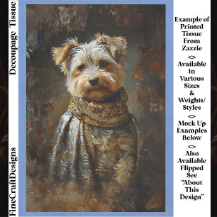 Papel De Seda Yorkshire Terrier Pintura a Óleo Decoupage Esquerd