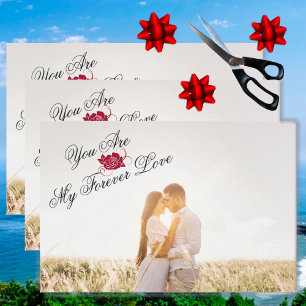 Papel De Seda "You Are My Forever Love", Rosa vermelha Elegante