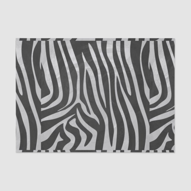 Papel De Seda Zebra Black and Light Cinza (Frente )