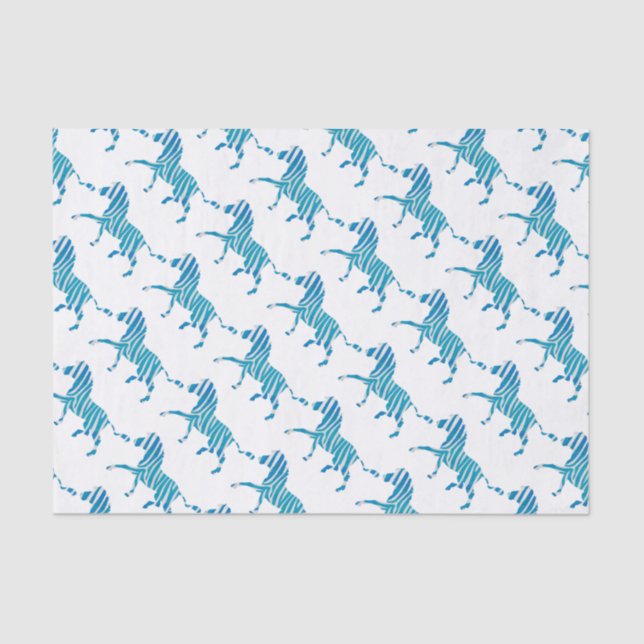 Papel De Seda Zebra Blue e White Silhouette (Frente )