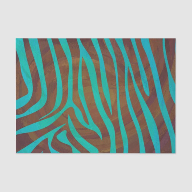 Papel De Seda Zebra Brown e Teal Impressão (Frente )