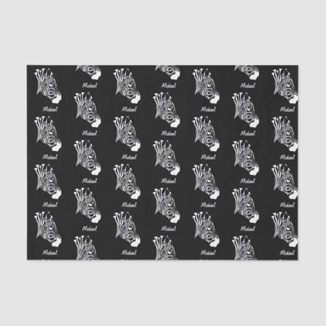 Papel De Seda Zebra com Twisted White Stripes Silhouter (Frente )