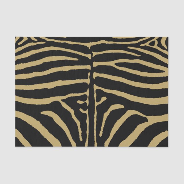 Papel De Seda Zebra em preto e Dourado (Frente )