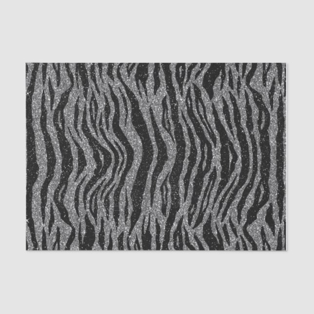 Papel De Seda Zebra Print Black and Cinza Silver (Frente )