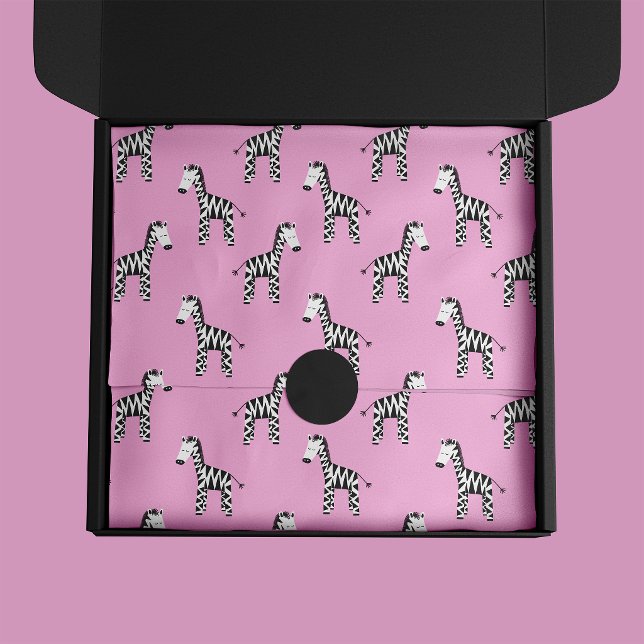 Papel De Seda Zebra rosa fofa (Pink Zebra tissue paper)