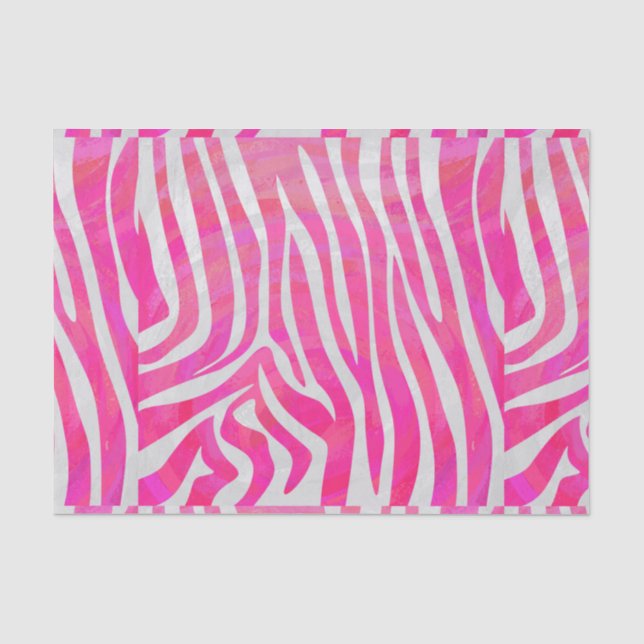 Papel De Seda Zebra, rosa-quente e Impressão branco (Frente )