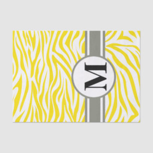 Papel De Seda Zebra Safari Amarela Ouro com monograma