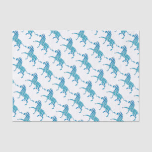 Papel De Seda Zebra Silhouette Azul e Branco