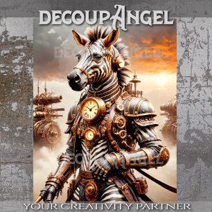 Papel De Seda Zebra Steampunk - Decoupage -