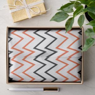 Papel De Seda Ziguezague Chevron Laranja Preto