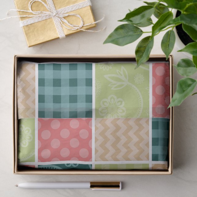 Papel De Seda Zigzag, Chevron, Gingham, Bolinhas, Patchwork (Presente)