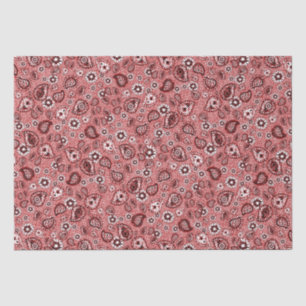 Papel De Seda Zinnia e Paisley em Vermelho