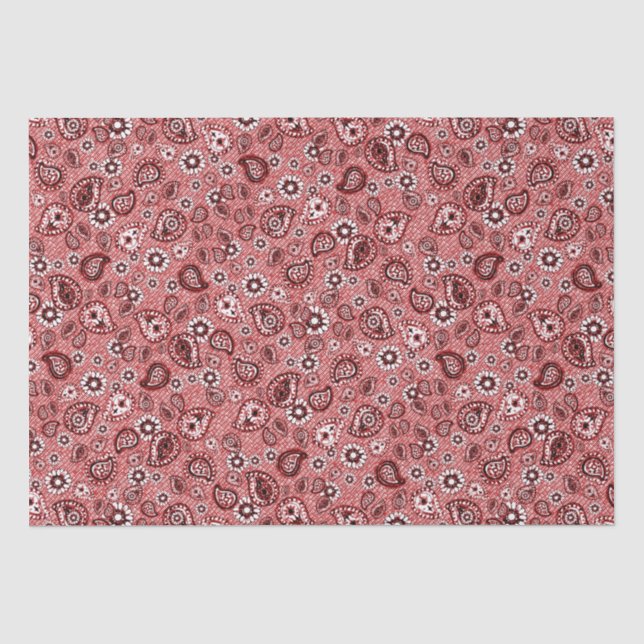 Papel De Seda Zinnia e Paisley em Vermelho (Frente )