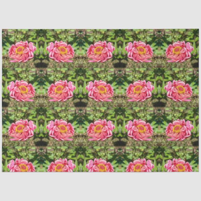 Papel De Seda Zinnia rosa com centro amarelo (Frente )