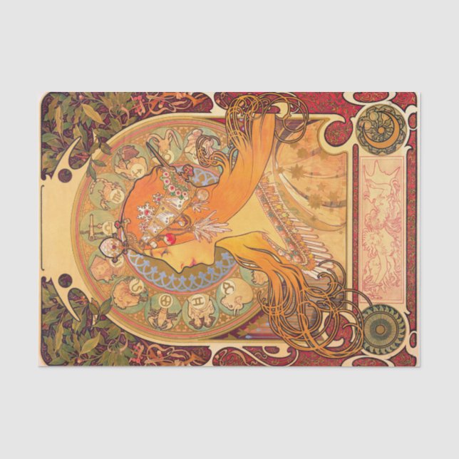 Papel De Seda Zodiac, 1896, por Alphonse Mucha (Frente )