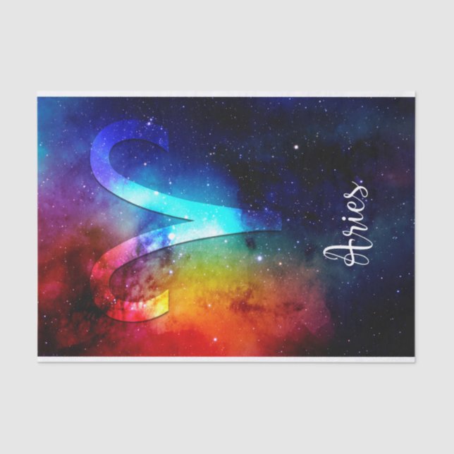 Papel De Seda Zodiac: Aries Rainbow Space (Frente )