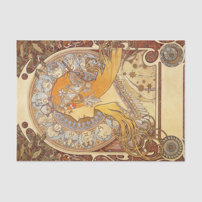 Papel De Seda Zodiac por Alphonse Mucha Tissue Paper (Frente )