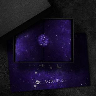 Papel De Seda Zodiac Purple Aquarius Astrologia Horóscopo