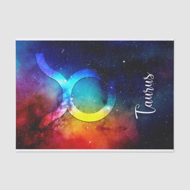 Papel De Seda Zodíaco: Taurus Space Rainbow (Frente )