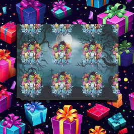 Papel De Seda Zombie das Halloween, azul