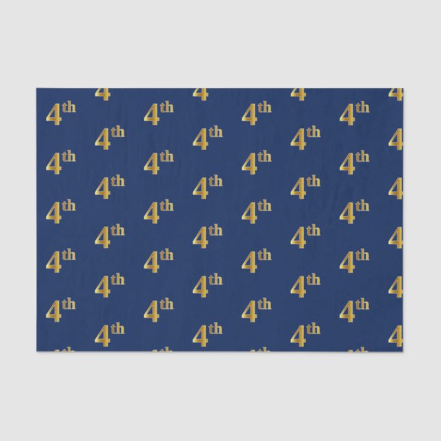 Papel de Tecido Azul, Faux Dourado 4º (4º) (Frente )