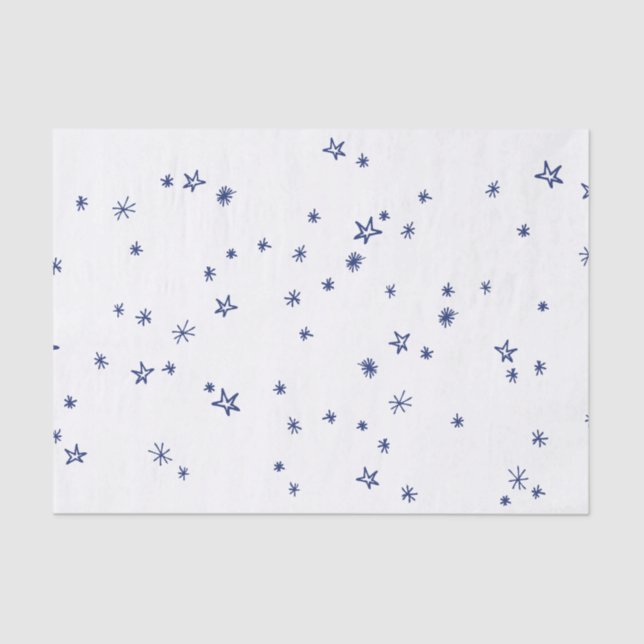 Papel de Tecido Branco Azul Brilhante Pequeno (Frente )