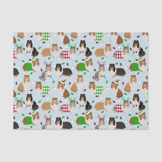 Papel de Tecido Collie de Natal (Frente )