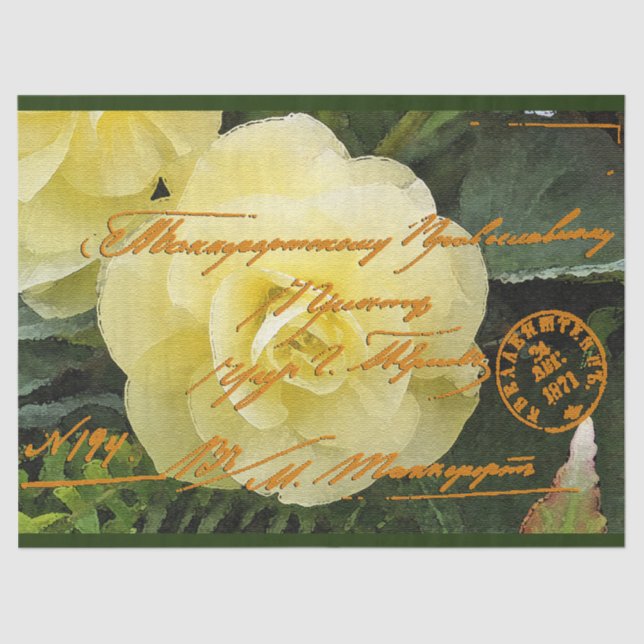 Papel de Tecido com Cartão-Postal Floral Elegante (Frente )