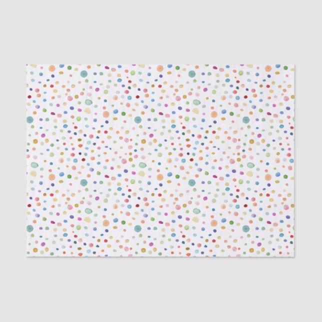 Papel de Tecido com Pontos de Aquarela do Arco-Íri (Frente )