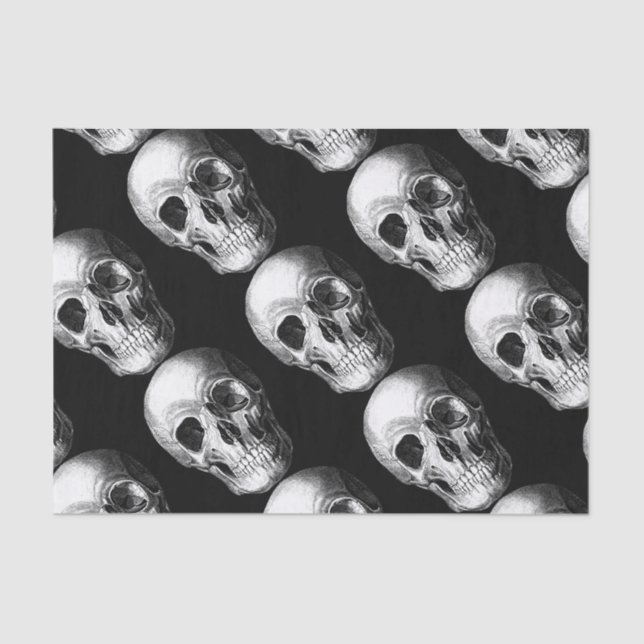 Papel de Tecido Crânio Preto (Frente )