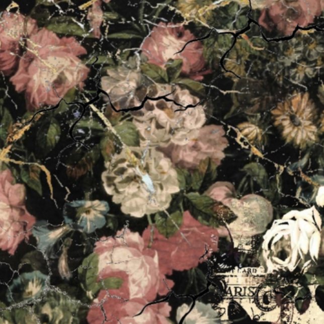 Papel de Tecido das Flores Moody (Moody Flowers Decoupage Paper by FashionLook4u)