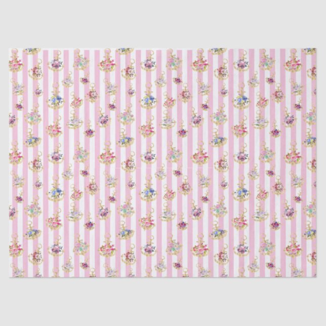 Papel de Tecido de Âncora Floral Elegante (Frente )