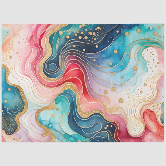 Papel de tecido de arte colorido de tinta Abstrato (Frente )