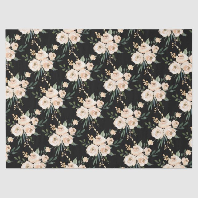 Papel de Tecido de Casamento Negra Floral Beige (Frente )