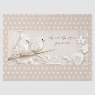 Papel de tecido de casamento para aves de amor ele