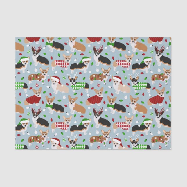 Papel de Tecido de Corgi de Natal (Frente )