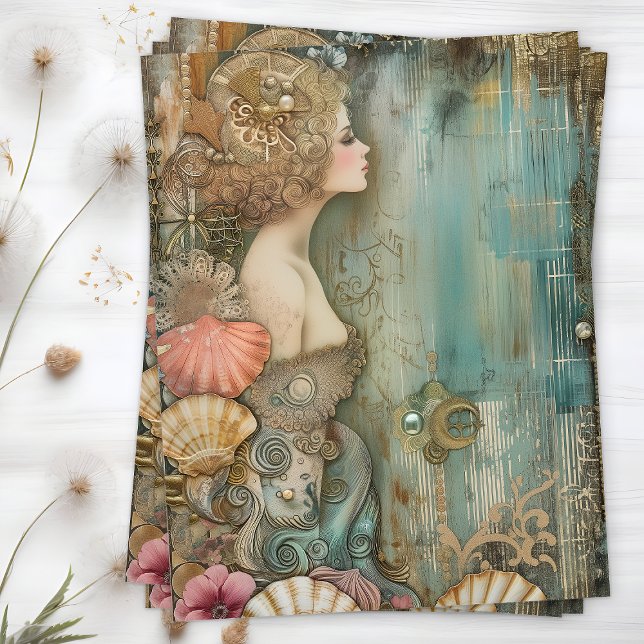 PAPEL DE TECIDO DE DECOPÁGINA DE MERMAID (MERMAID DECOUPAGE TISSUE PAPER)