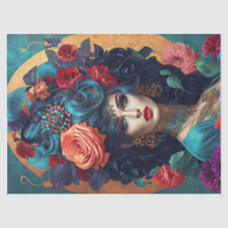 Papel de Tecido de Decoupage Crowado Floral