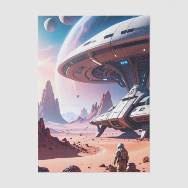 Papel de Tecido de Decoupage de Aventura Espacial  (Frente )