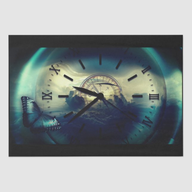 Papel de Tecido de Decoupage de Compass do Relógio (Frente )